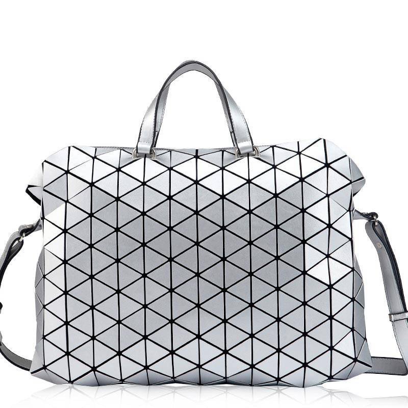 VERONICA·WANG 时尚拼接菱格多功能公文包VW009 珠光银