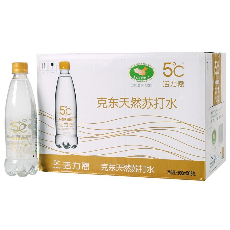5°C活力恩 克东天然苏打水 500mL*15瓶 整箱