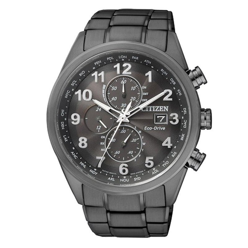 自营citizen/西铁城 光动能多局光波200米防水不锈钢男表at8105-53e