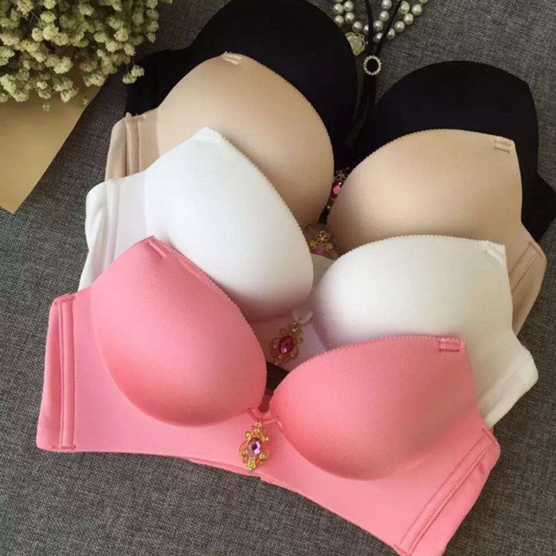 040#美背欧若拉无痕无钢圈内衣上托侧收副乳聚拢调整型文胸套装 75b