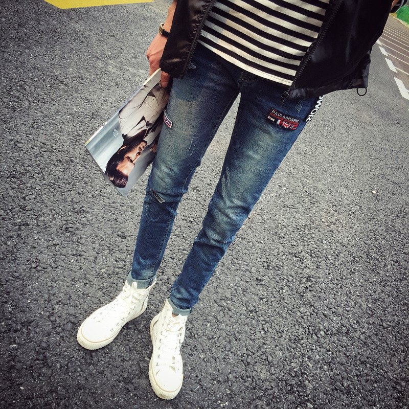 丹杰仕 LOGO牌设计小脚牛仔裤 N231 P88 28 蓝色