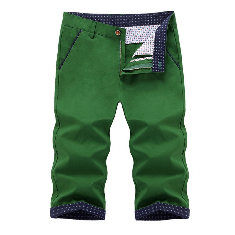 七分裤男士休闲短裤青少年韩版纯棉薄款中裤潮男马裤子 31(2尺4) 绿色