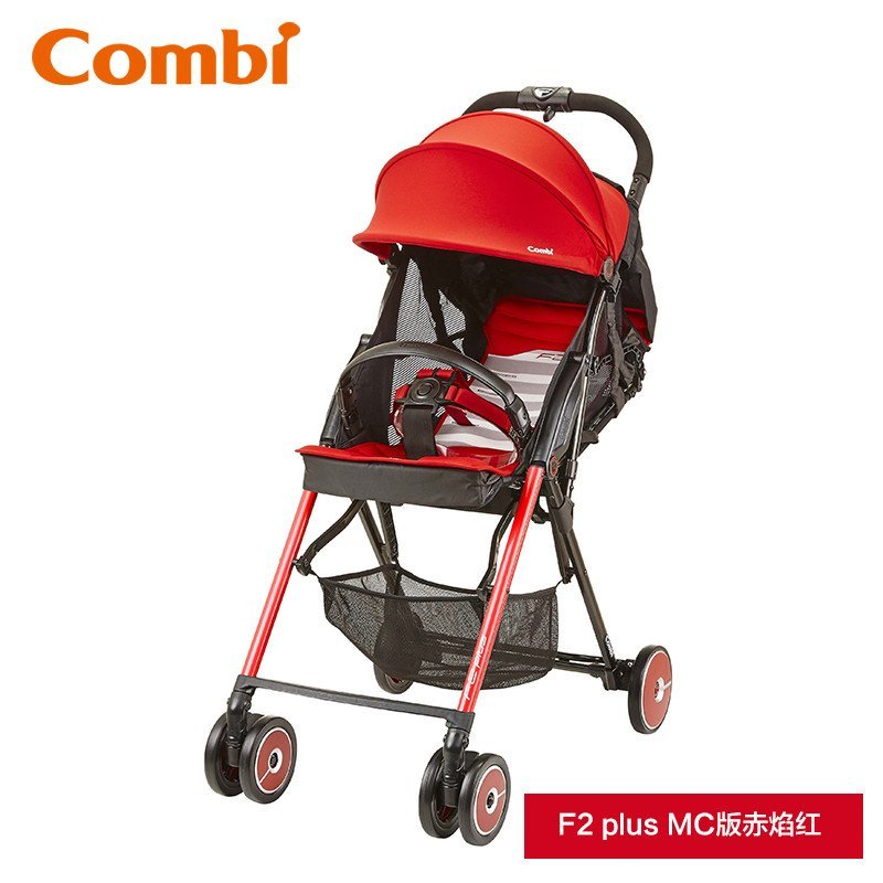 康贝（combi）婴儿推车 F2plus 高景观婴儿推车 婴儿车 红色
