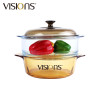 康宁(VISIONS)汤锅蒸格组合VS32+VSM24晶彩透明蒸锅玻璃3.25L汤锅+24CM蒸格2件锅具套装