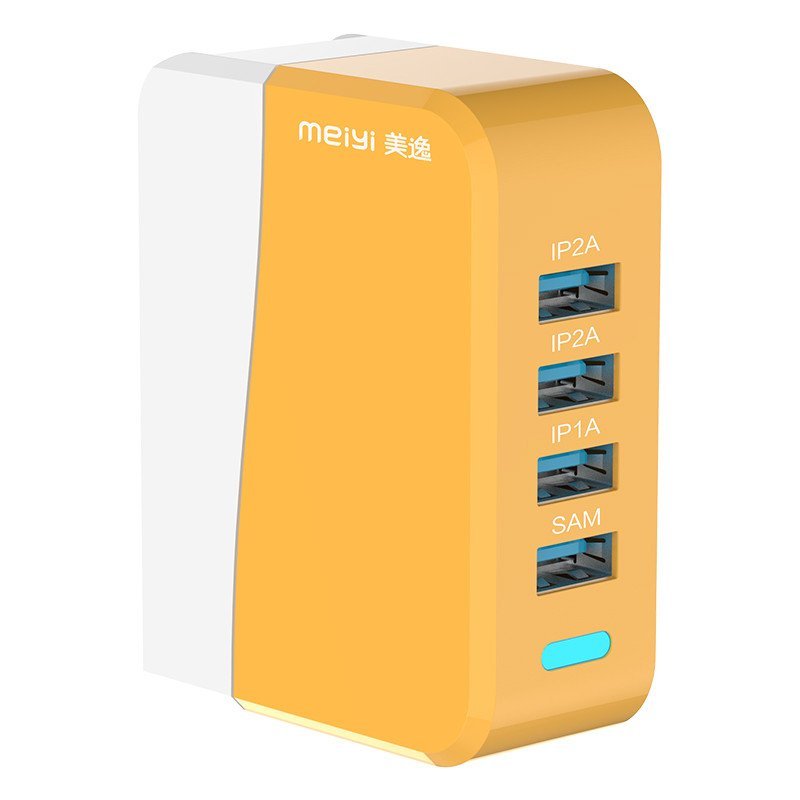 美逸（MEIYI）青春版 MY-501 插墙式4口USB充电插头 黄色