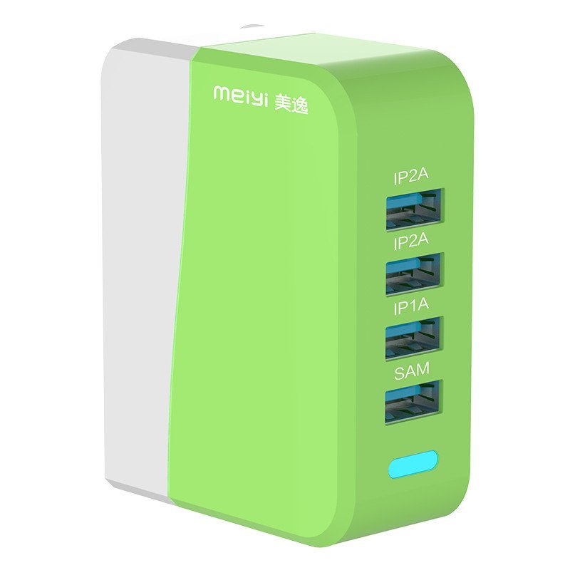 美逸（MEIYI）青春版 MY-501 插墙式4口USB充电插头 绿色
