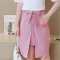 2016夏季新款女装韩范短袖字母T恤条纹半身短裙两件套