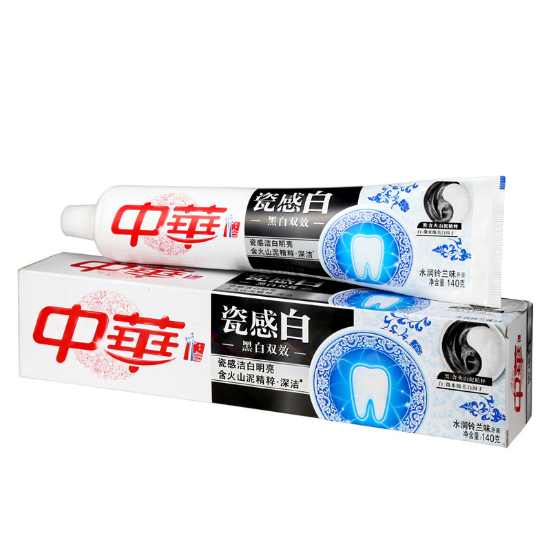 中华瓷感白黑白双效牙膏140g