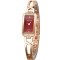 天王表(TIANWANG)手表 星辰系列钢带石英方形女士手表钟表LS3853 酒红色