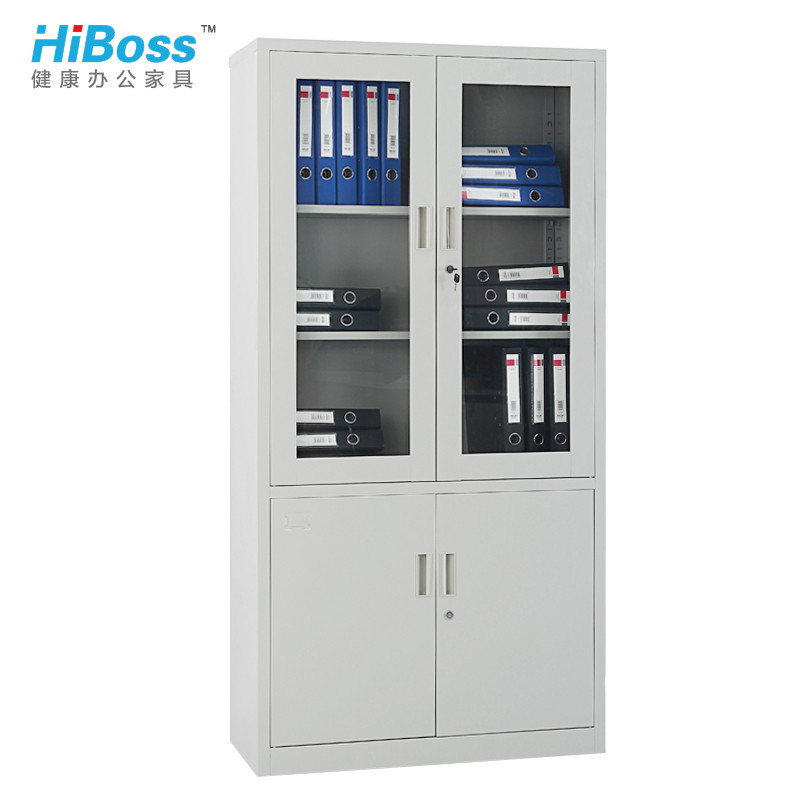 HiBoss文件柜铁皮柜大器械柜档案柜办公资料柜铁柜子 灰白色（单位:台）