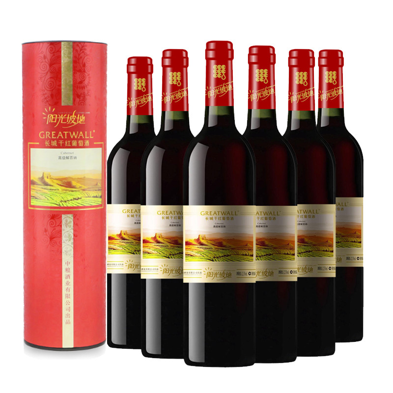 Greatwall/中粮长城干红葡萄酒阳光坡地高级解百纳 750ml*6 整箱装