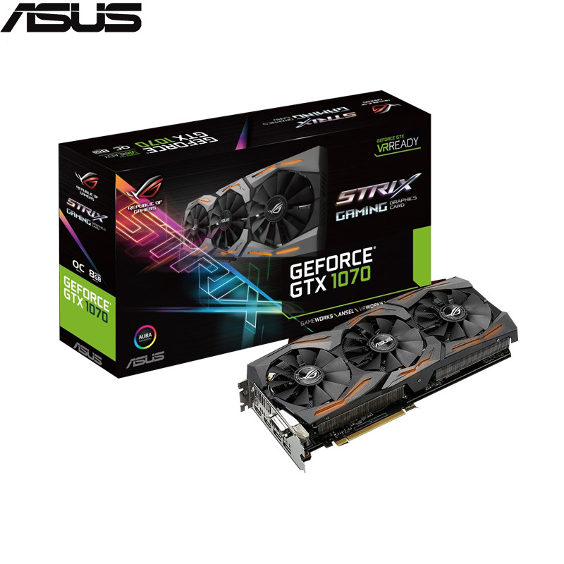 华硕(ASUS)ROG STRIX-GTX1070-O8G-GAMING猛禽OC版游戏显卡 三风扇