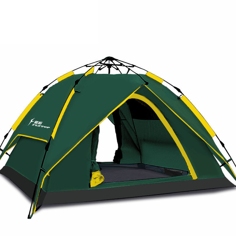 户外帐篷3-4人帐篷 旅游 登山帐篷全自动速开双人双层帐篷野营露营 军绿色