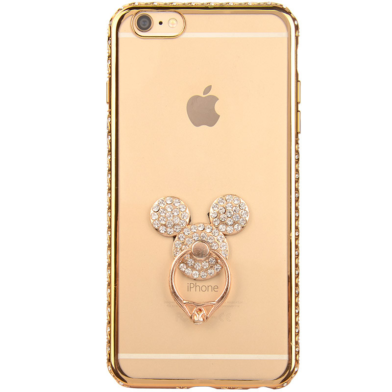 ESCASE 苹果iPhone6s手机保护壳/套 日韩风TPU全包5.5英寸软壳 电镀边框镶钻 送指环扣