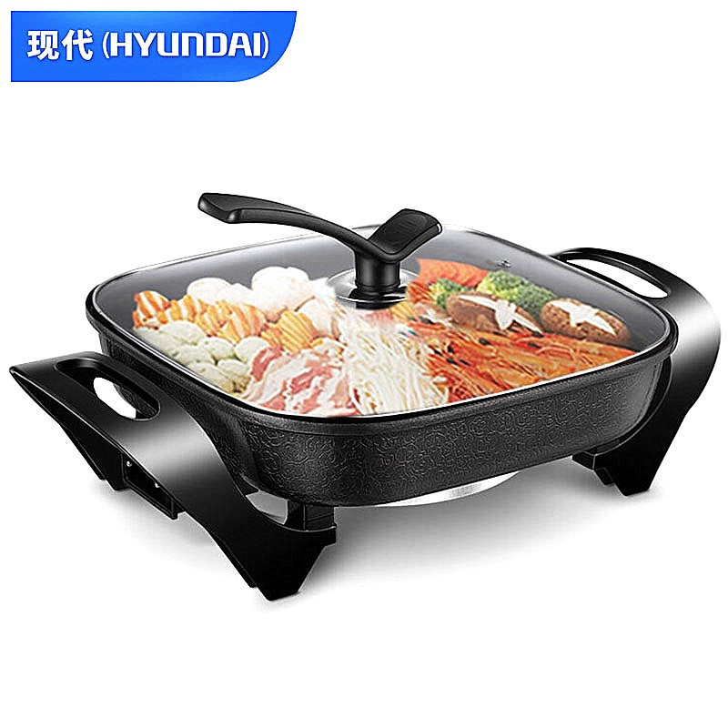 现代（HYUNDAI）BD-FG1601 4L多功能家用韩式电热火锅方锅 炒锅黑色