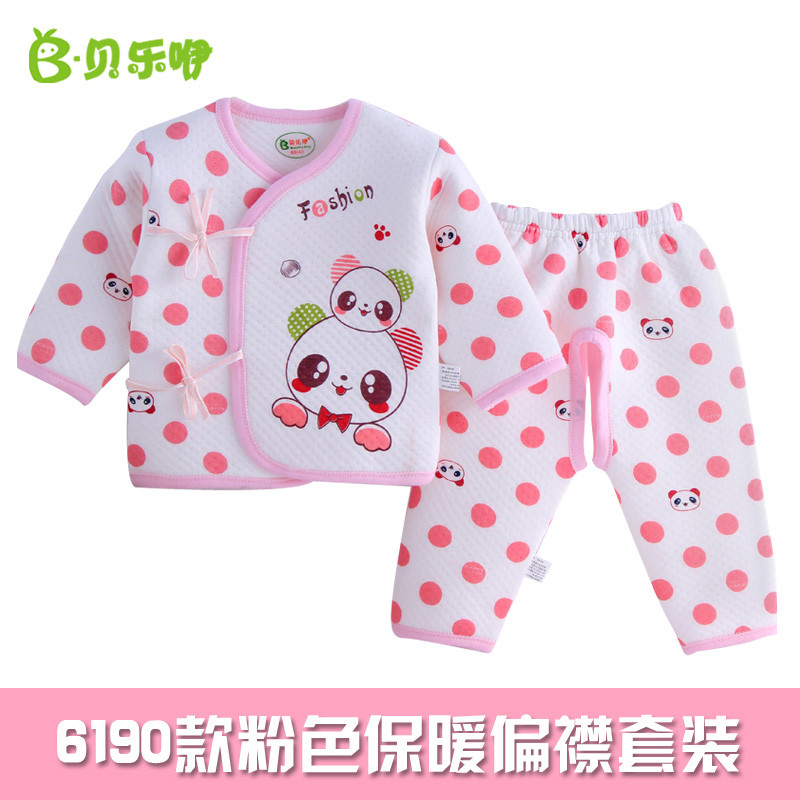 贝乐咿 TZN6190亲子熊猫保暖偏襟套装 59cm 6190粉色