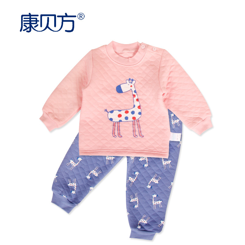 康贝方 婴儿内衣新生儿衣服 纯棉夹丝肩开扣舒适套装 男女宝宝秋冬内衣#2638 红色2638 80#（适合身高76cm-83cm）-