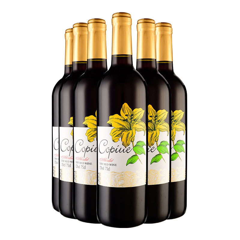 【苏宁超市】智利原酒进口 柯碧韦（Copiue）美乐干红葡萄酒 12度 750ml*6整箱装 干型葡萄酒