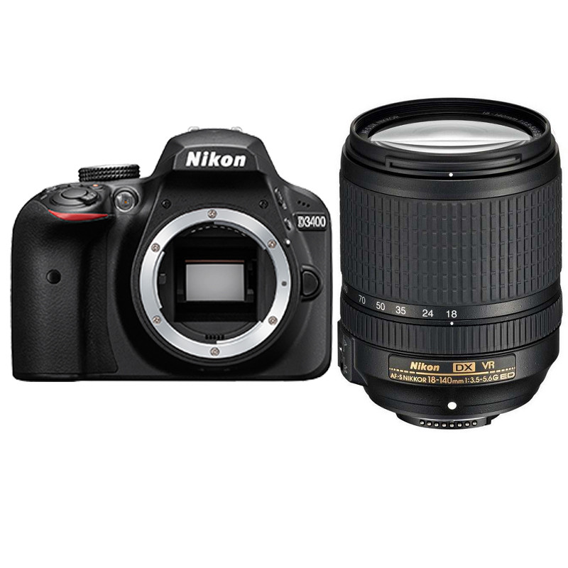 尼康(Nikon) D3400（AF-S 18-140mm）单反套机 约2,416万 11个对焦点 数码单反相机