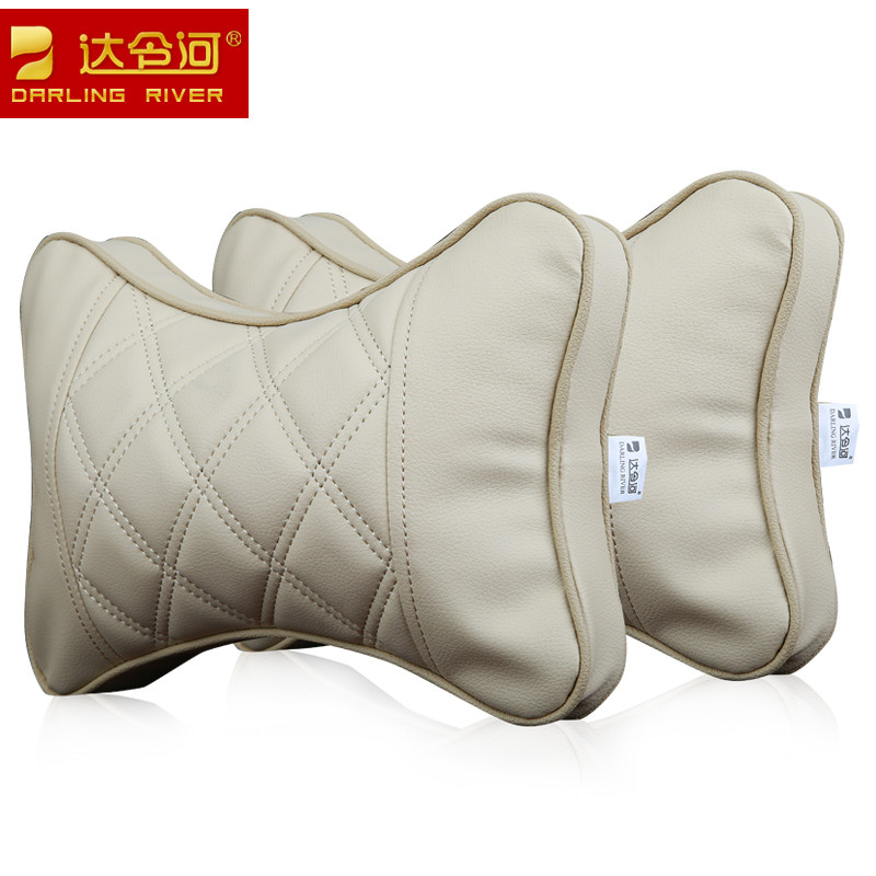 达令河 陆风 X5 X7 X8 X9 X6 风尚 莲花 竞速 竞悦 理念S1 皮革头枕 3D立体菱形格皮革款-米色-对装