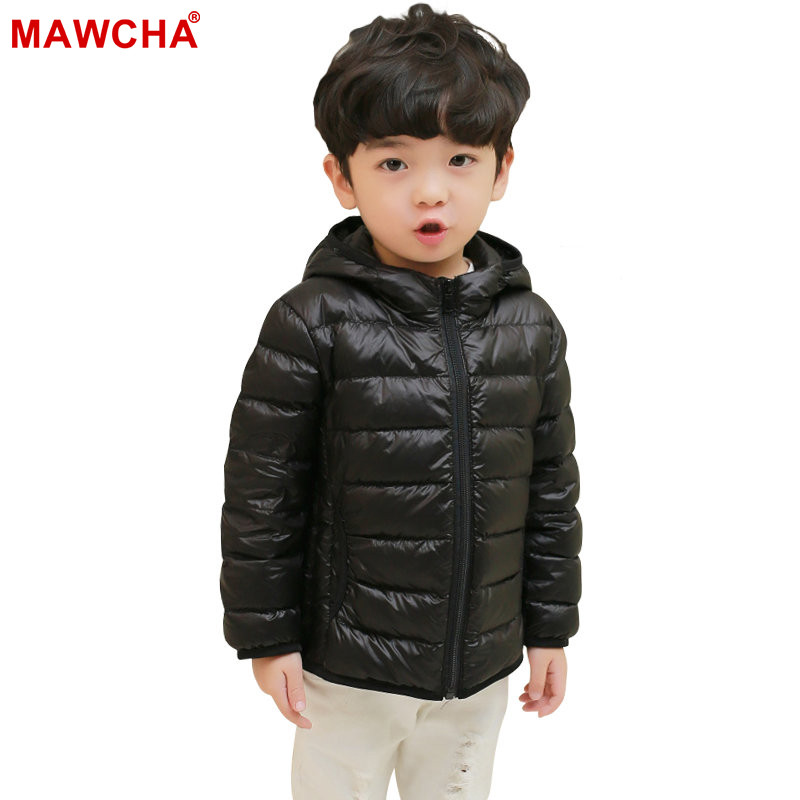 Mawcha 儿童羽绒服轻薄童装短款连帽儿童冬装外套 120/60 黑色男童羽绒服