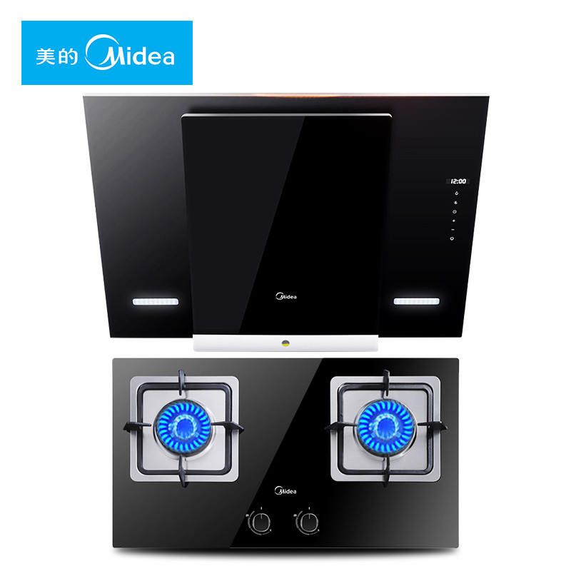 美的(Midea) 烟灶套装 DJ370R智能款+JZT-Q360B 侧式抽烟烟机 天然气燃气灶具