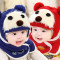 贝迪牛+童帽婴儿帽子宝宝帽子冬季护耳帽围脖两件套 均码（头围46-50cm） 蓝色92毛线加绒帽2件套