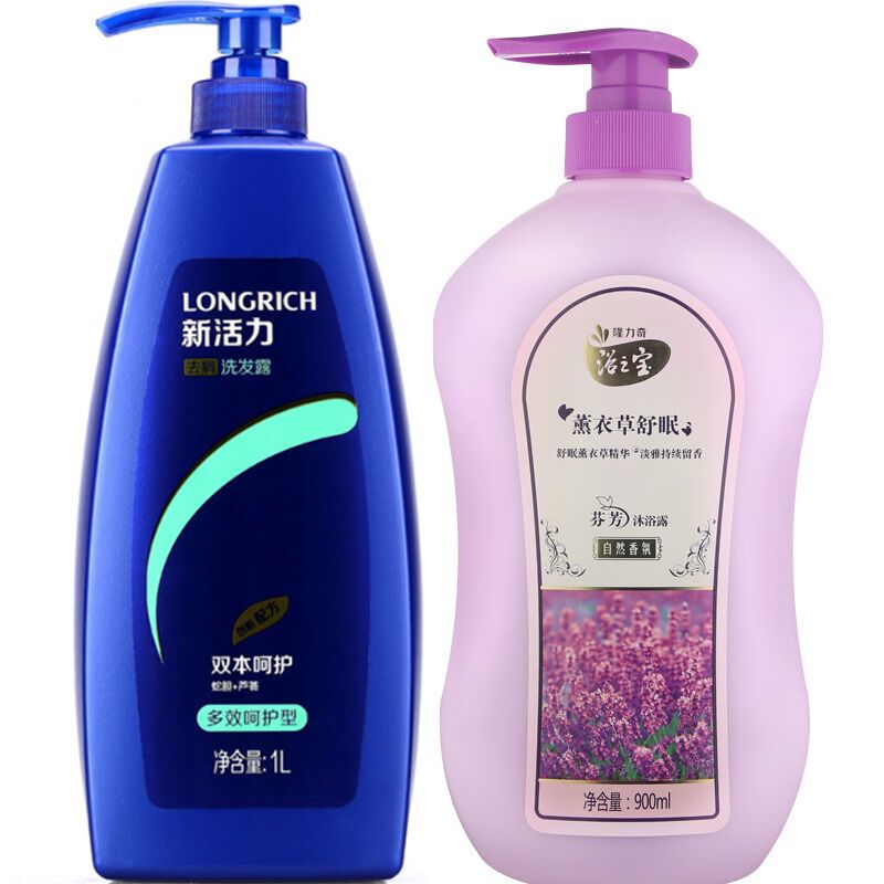 隆力奇新活力去屑洗发水套装（新活力多效洗发水1L+900浴之宝薰衣草900mL）