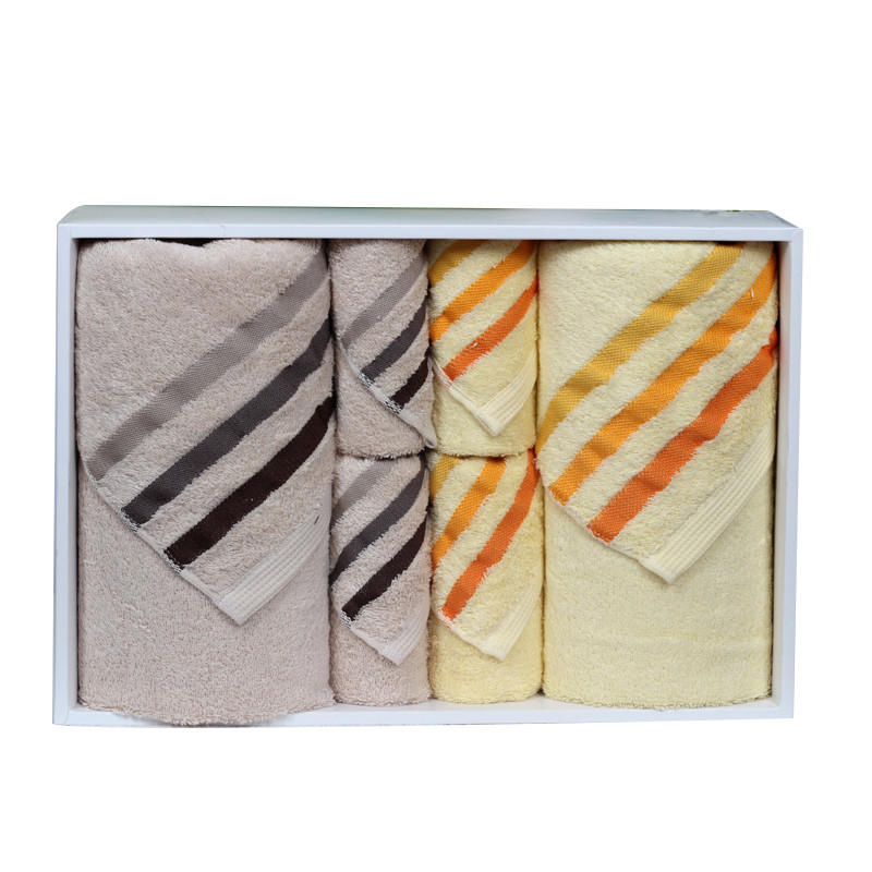 洁丽雅(grace)毛巾礼盒纯棉素色条纹 柔软舒适商务六条装礼盒 2kg