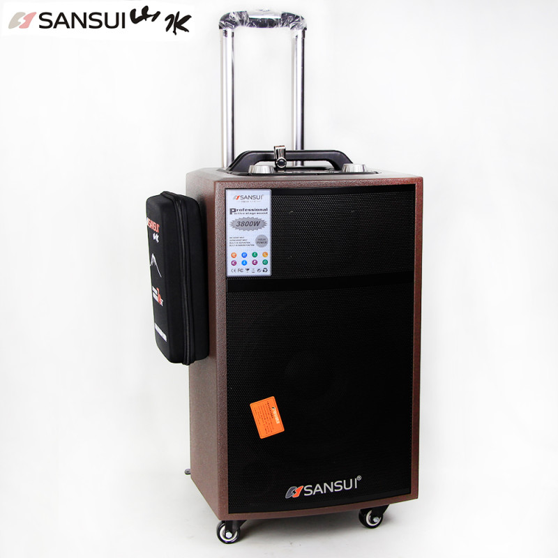 Sansui/山水 SG1-08户外聚会蓝牙音箱移动手提电瓶拉杆广场舞音响大功率音箱 8寸标配+无线话筒2只