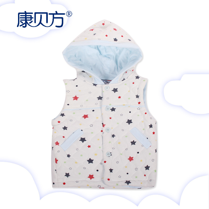 康贝方 婴儿外出服新生儿衣服 加厚保暖马甲 男女宝宝秋冬童装马甲 #5560 90cm 4126蓝色