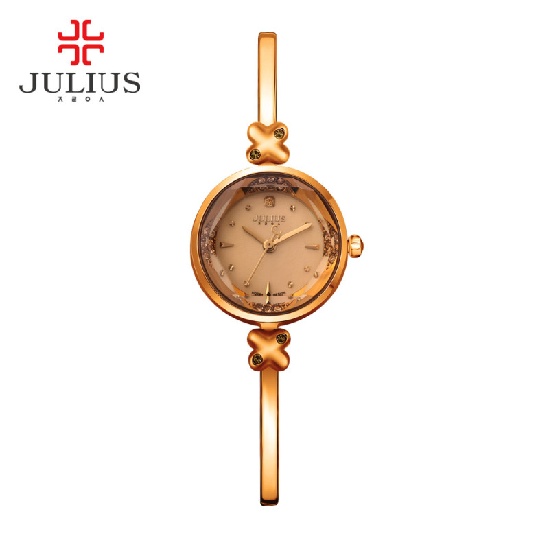 julius聚利时旗舰店闪耀水钻时尚纤细手链手表石英学生女士JA-878 E款-迷人咖啡色
