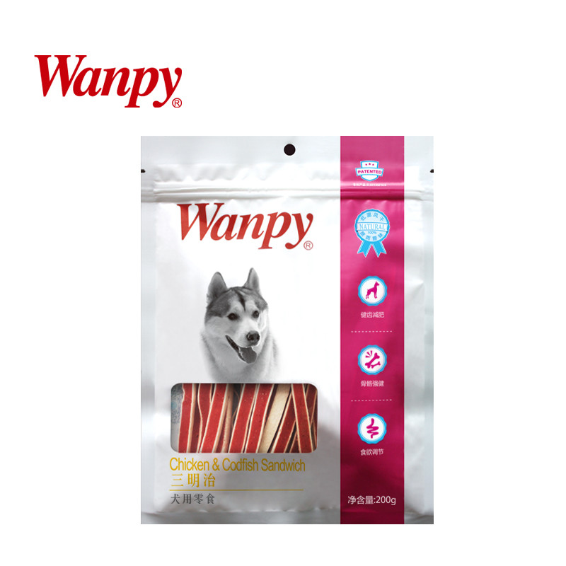 顽皮（Wanpy）肉干肉条 宠物食品 犬用三明治180g 狗零食宠物狗粮幼犬泰迪金毛贵宾软