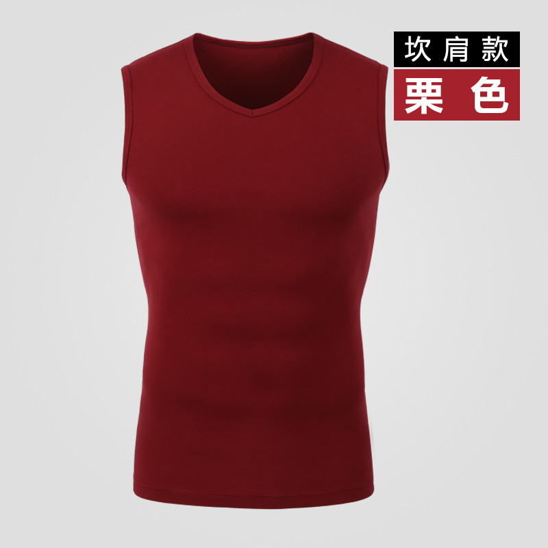 南极人男士背心运动健身坎肩无袖T恤修身款背心弹力棉质背心男 XXL 栗色