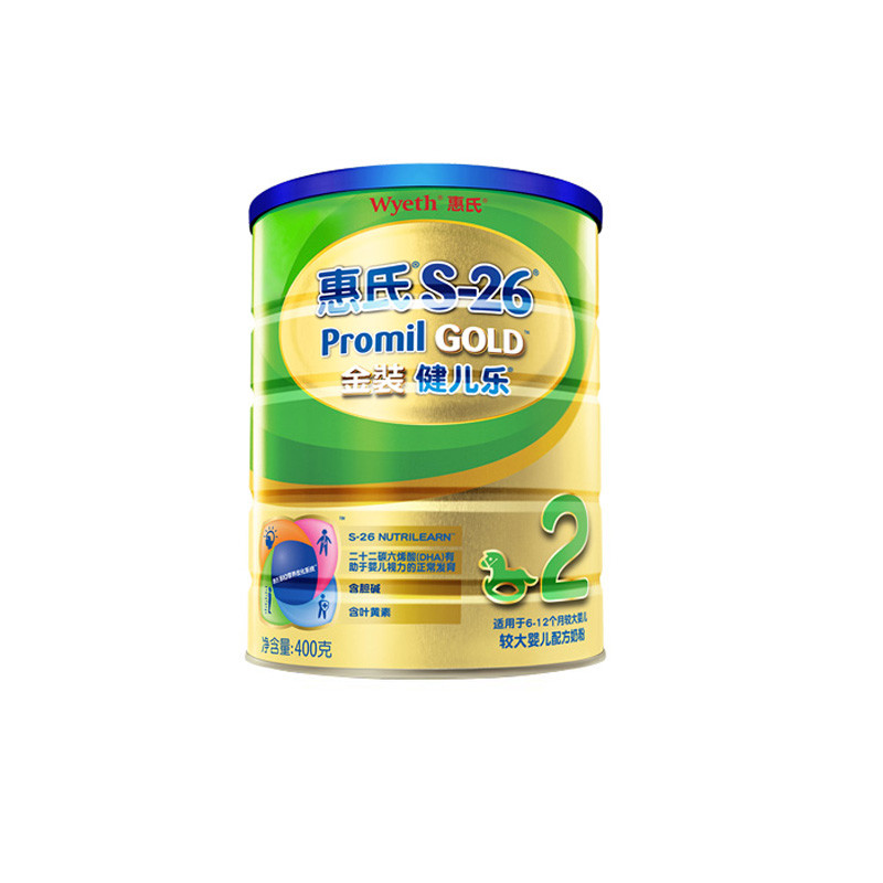 【新品上市】Wyeth惠氏S-26金装旗舰版健儿乐2段（6-12个月）婴儿配方奶粉400g罐装