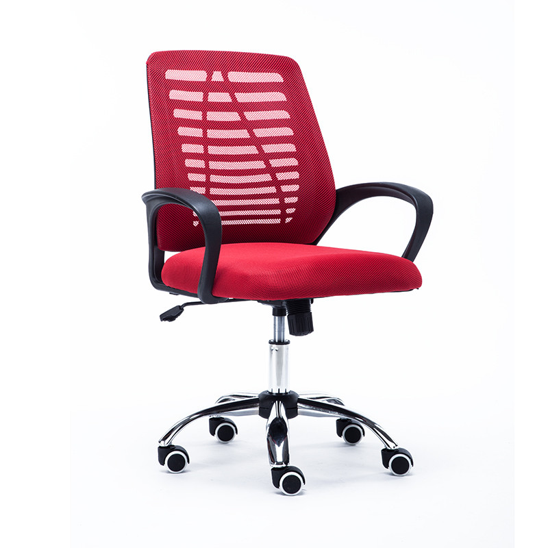 迈亚家具 电脑椅 升降转椅 网布职员椅 弓形会议椅 办公椅 红色-滑轮脚