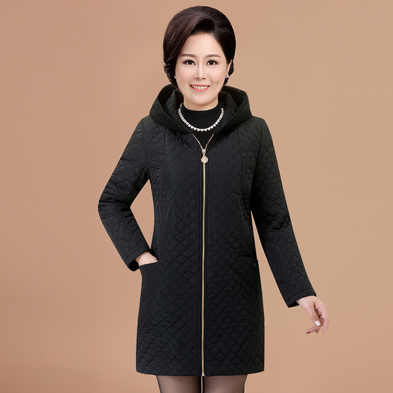 福玛玛中年人妈妈装秋冬装保暖棉衣40-50岁时尚中年女装棉服w0058 L 黑色