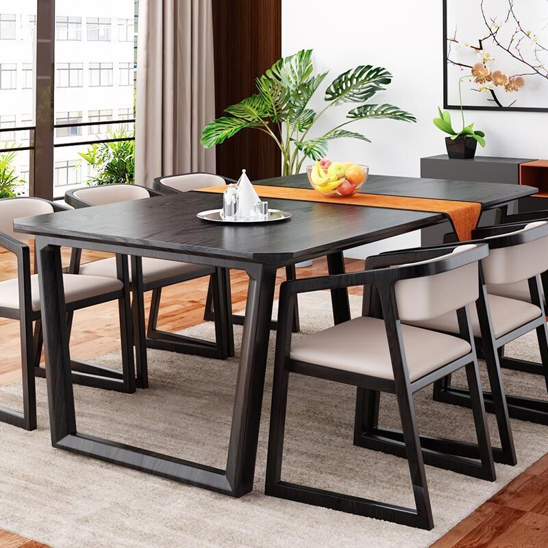 乐私 餐桌 简约现代餐桌北欧创意餐桌椅组合饭桌餐厅家具 【黑色】1.8M餐桌+4椅子