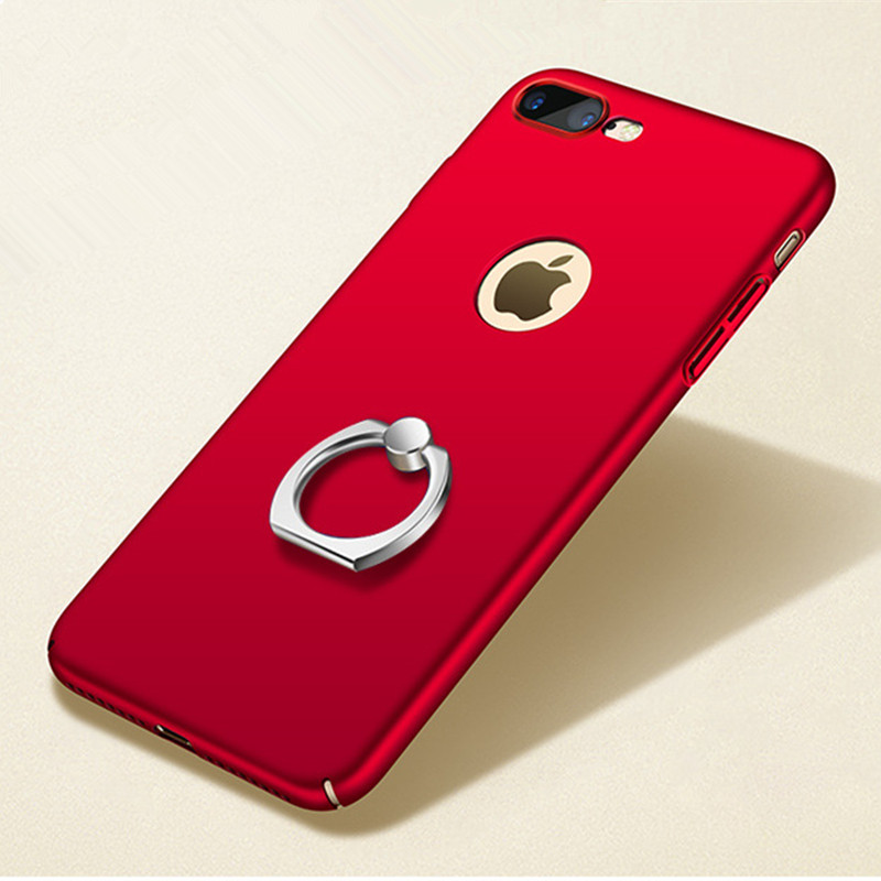 VIPin 苹果iphone8/8plus/苹果7/7 plus/6/6plus手机壳指环支架设计超薄磨砂防摔保护套 苹果7红色