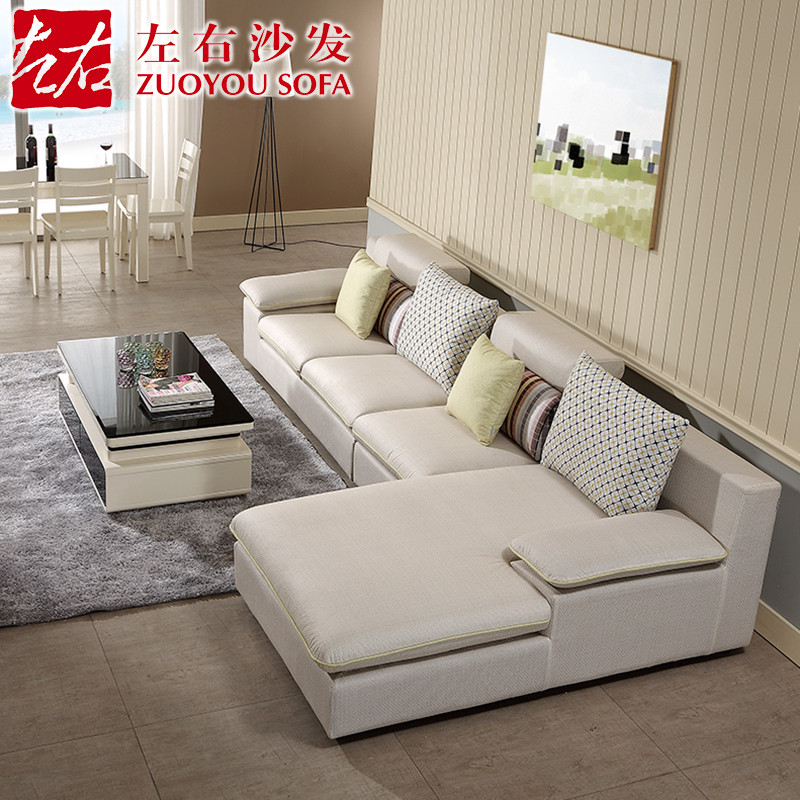 左右布艺沙发可拆洗 简约现代大小户型客厅家具转角带贵妃位组合DZY3503 转二件反向+休单（300-1C）