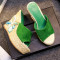亮片花朵厚底坡跟拖鞋2016夏季新款真皮鱼嘴女凉拖鞋 绿色 39码