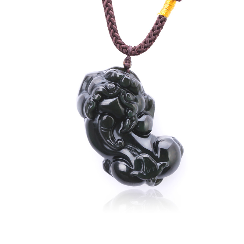 芭法娜 黑曜石项链 貔貅吊坠 冰种黑曜石 金曜石貔貅吊坠 男女情侣款 守护神 情侣节日礼品 金曜石貔貅-情侣款 黑曜石貔貅男款