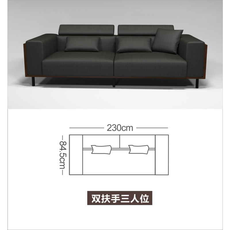 马氏皇庭功能布艺沙发北欧小户型客厅可拆洗三人位贵妃家具皮沙发 环保真皮/米黄（双扶手三人位）