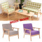 淮木（HUAIMU） 日式单人沙发小户型双人椅布艺实木小沙发椅宜家休闲椅卡座咖啡椅 紫色