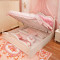 淮木（HUAIMU） 韩式田园床公主床欧式床双人床粉色实木高箱储物床 框架结构白色雕花