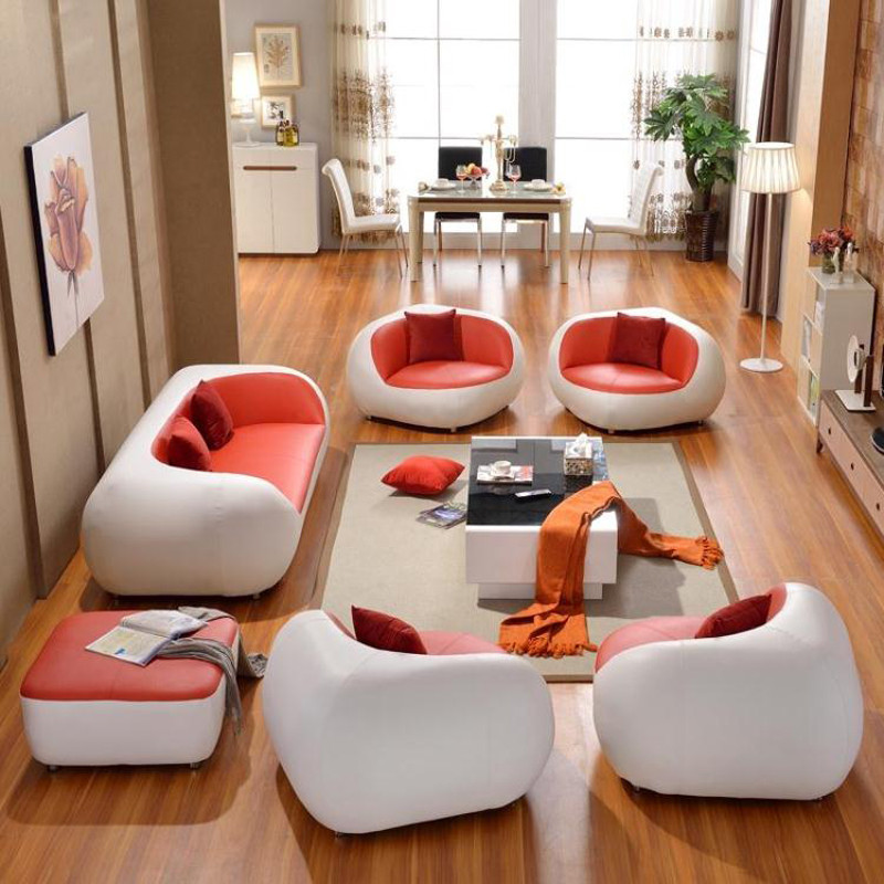 淮木（HUAIMU） 创意休闲沙发 个性单人三位简约现代真皮小户型客厅组合沙发5938 三人位环保皮