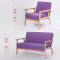 淮木（HUAIMU） 日式单人沙发小户型双人椅布艺实木小沙发椅宜家休闲椅卡座咖啡椅7246 紫色