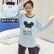 孕妇睡衣2017年春季上新款春夏季月子服春季产后外出哺乳期产妇喂奶家居服薄款圆领套头家居服卡通动漫家居服套装 XXL 蓝色大耳猫
