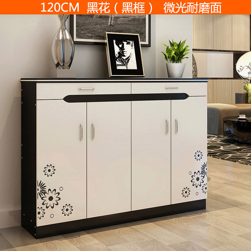 淮木（HUAIMU）简约日式实木鞋柜多层大容量鞋柜三门鞋架玄关门厅柜橡木家具 120cm星花(黑框)