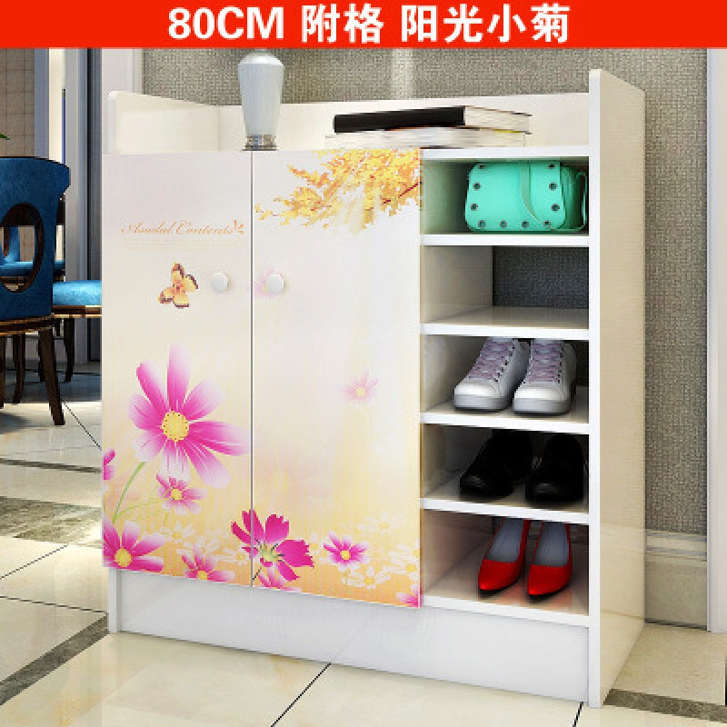 淮木（HUAIMU）中号简易组装收纳鞋柜鞋架鞋柜现代简约实木靴子鞋架 80cm附格阳光小菊